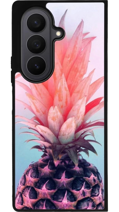 Samsung Galaxy Z Fold7 Case Hülle - Silikon schwarz Purple Pink Pineapple