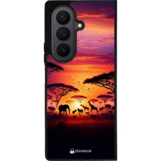 Coque Samsung Galaxy Z Fold7 - Silicone rigide noir Safari sunset wildlife