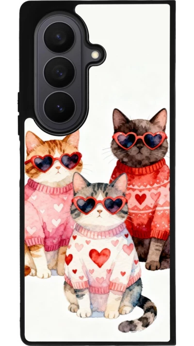 Samsung Galaxy Z Fold7 Case Hülle - Silikon schwarz Saint Valentines Day 26 Cat Love