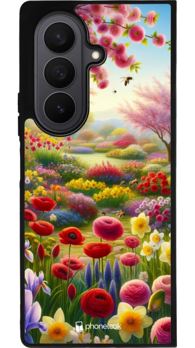 Coque Samsung Galaxy Z Fold7 - Silicone rigide noir Spring 25 Bouquet printemps