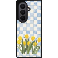 Coque Samsung Galaxy Z Fold7 - Silicone rigide noir Blue vichy tulips Spring 2026