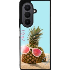 Coque Samsung Galaxy Z Fold7 - Silicone rigide noir Pineapple with glasses Summer 2026