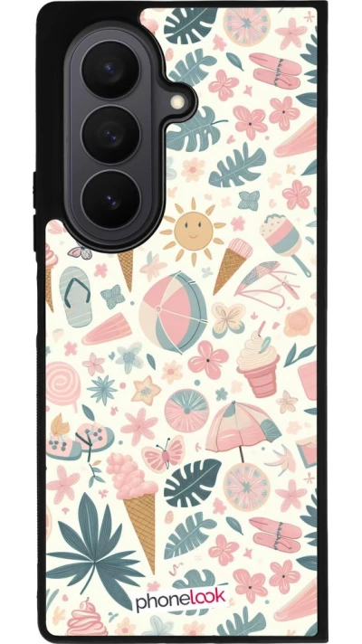 Samsung Galaxy Z Fold7 Case Hülle - Silikon schwarz Sommer Pink Muster