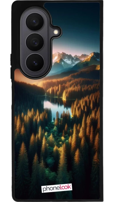 Samsung Galaxy Z Fold7 Case Hülle - Silikon schwarz Sonnenuntergang Waldsee