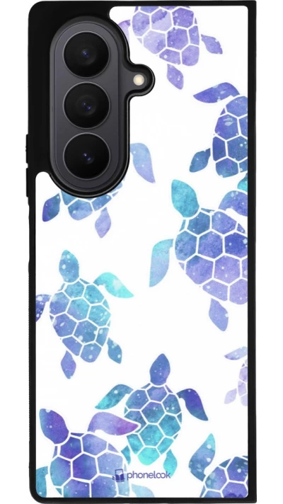 Samsung Galaxy Z Fold7 Case Hülle - Silikon schwarz Turtles pattern watercolor