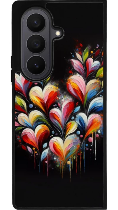 Samsung Galaxy Z Fold7 Case Hülle - Silikon schwarz Valentin 2024 Schwarzes Herz Abstrakt