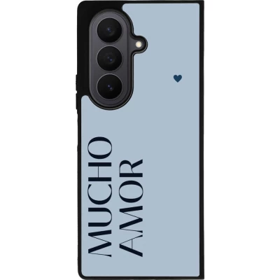 Coque Samsung Galaxy Z Fold7 - Silicone rigide noir Valentine 2024 mucho amor azul