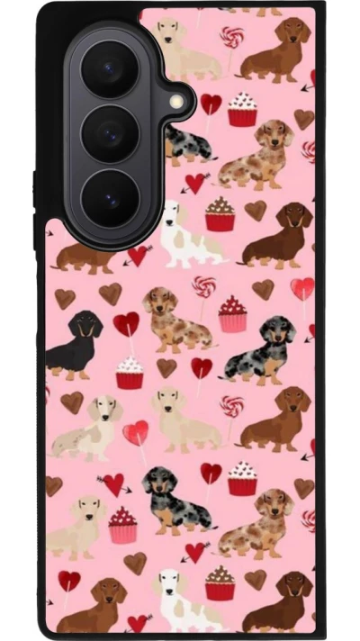 Samsung Galaxy Z Fold7 Case Hülle - Silikon schwarz Valentine 2024 puppy love