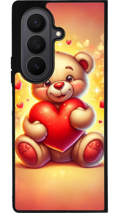 Samsung Galaxy Z Fold7 Case Hülle - Silikon schwarz Valentin 2024 Teddy Liebe