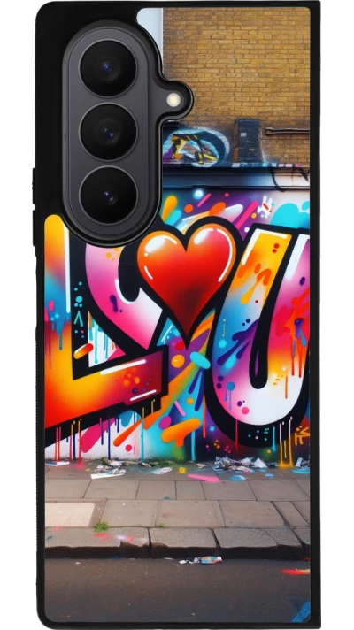 Samsung Galaxy Z Fold7 Case Hülle - Silikon schwarz Valentin 2025 Liebe U Tag