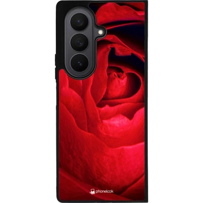 Coque Samsung Galaxy Z Fold7 - Silicone rigide noir Valentine 2022 Rose