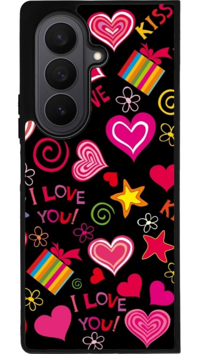 Samsung Galaxy Z Fold7 Case Hülle - Silikon schwarz Valentine 2023 love symbols