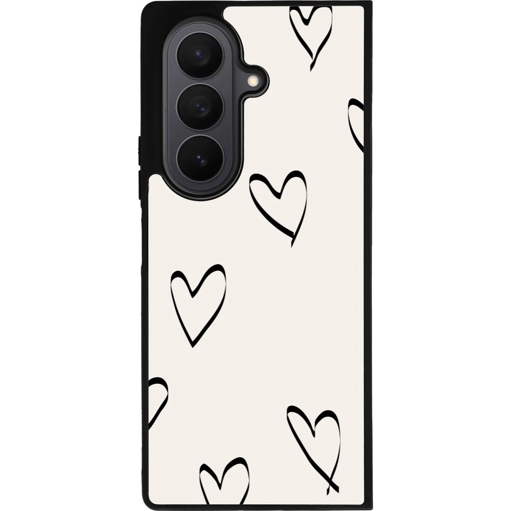 Samsung Galaxy Z Fold7 Case Hülle - Silikon schwarz Valentine 2023 minimalist hearts