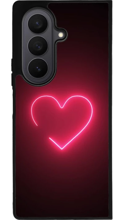 Samsung Galaxy Z Fold7 Case Hülle - Silikon schwarz Valentine 2023 single neon heart
