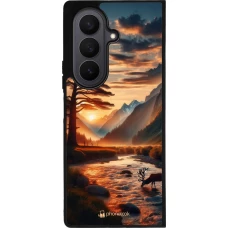 Samsung Galaxy Z Fold7 Case Hülle - Silikon schwarz Tal Sonnenuntergang Hirsch Baum