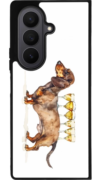 Samsung Galaxy Z Fold7 Case Hülle - Silikon schwarz Wine Teckel