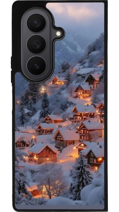 Samsung Galaxy Z Fold7 Case Hülle - Silikon schwarz Winter 25 Winter snowy village