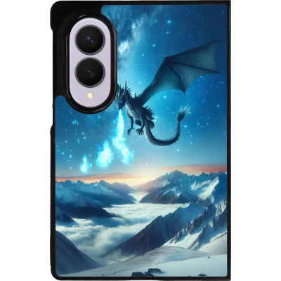 Coque Samsung Galaxy Z Fold8 - Silicone rigide noir Dragon nocturne montagne
