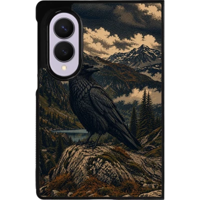 Coque Samsung Galaxy Z Fold8 - Silicone rigide noir Linocut Grand Corbeau