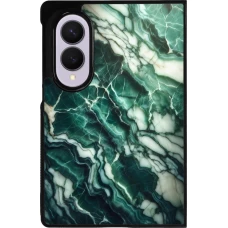 Coque Samsung Galaxy Z Fold8 - Silicone rigide noir Marbre vert majestueux