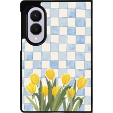 Coque Samsung Galaxy Z Fold8 - Silicone rigide noir Blue vichy tulips Spring 2026