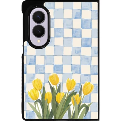 Coque Samsung Galaxy Z Fold8 - Silicone rigide noir Blue vichy tulips Spring 2026