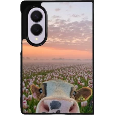 Coque Samsung Galaxy Z Fold8 - Silicone rigide noir Cow with tulips Spring 2026