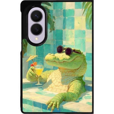 Samsung Galaxy Z Fold8 Case Hülle - Silikon schwarz Crocodile in the swimming pool Summer 2026
