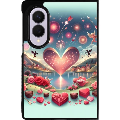 Coque Samsung Galaxy Z Fold8 - Silicone rigide noir Valentine 2025 Chic