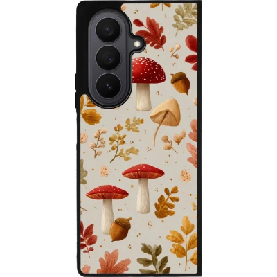 Coque Samsung Galaxy Z Fold8 Ultra - Silicone rigide noir Autumn 26 Mushrooms and leaves