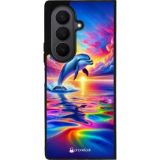 Samsung Galaxy Z Fold8 Ultra Case Hülle - Silikon schwarz Glücklicher Regenbogen-Delfin