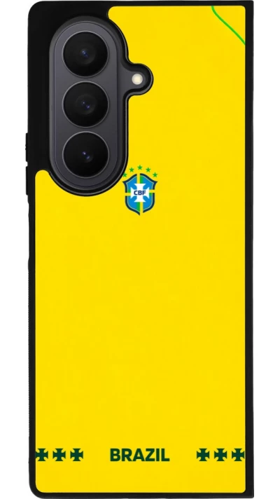 Coque Samsung Galaxy Z Fold8 Ultra - Silicone rigide noir Maillot de football Bresil 2026 personnalisable