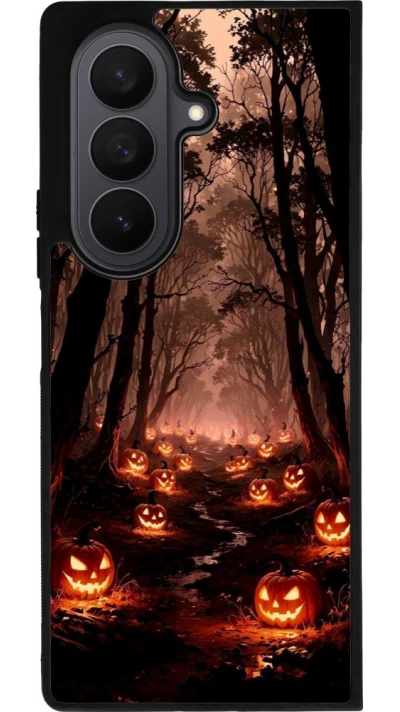 Coque Samsung Galaxy Z Fold8 Ultra - Silicone rigide noir Halloween 2025 Road of Terrifying Pumpkins