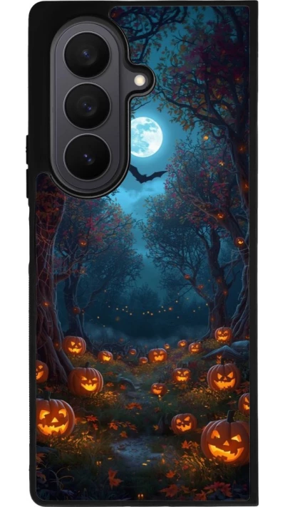 Coque Samsung Galaxy Z Fold8 Ultra - Silicone rigide noir Halloween 2026 Road of Pumpkins