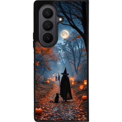 Samsung Galaxy Z Fold8 Ultra Case Hülle - Silikon schwarz Halloween 2026 Witch with a cat