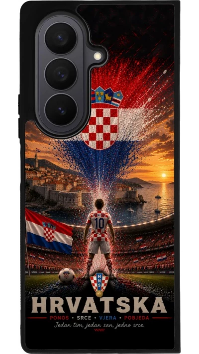 Coque Samsung Galaxy Z Fold8 Ultra - Silicone rigide noir Football Croatie splash 2026