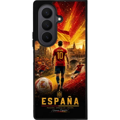 Coque Samsung Galaxy Z Fold8 Ultra - Silicone rigide noir Football Espagne splash 2026