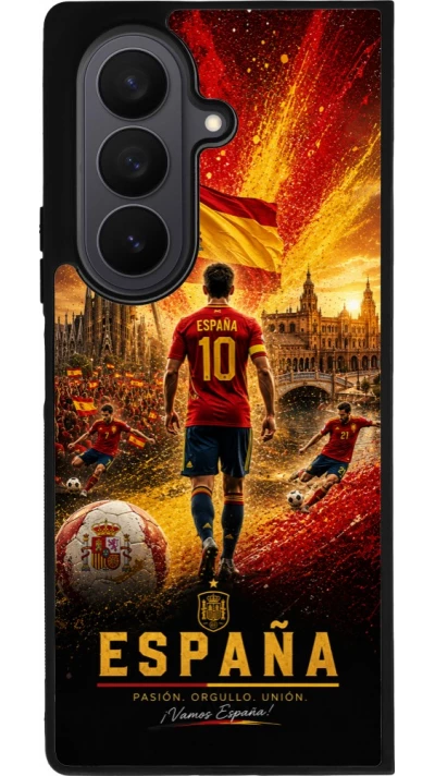 Coque Samsung Galaxy Z Fold8 Ultra - Silicone rigide noir Football Espagne splash 2026