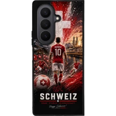 Coque Samsung Galaxy Z Fold8 Ultra - Silicone rigide noir Football Schweiz splash 2026