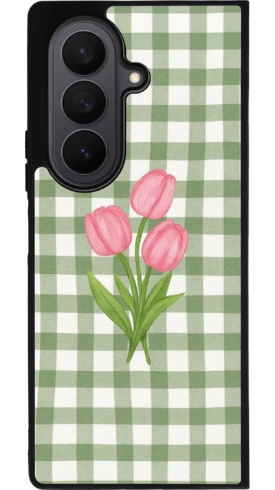 Coque Samsung Galaxy Z Fold8 Ultra - Silicone rigide noir Green vichy tulips Spring 2026