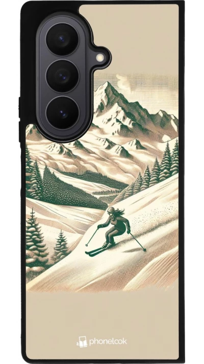 Coque Samsung Galaxy Z Fold8 Ultra - Silicone rigide noir Vintage Ski Mountain