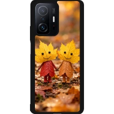 Xiaomi 11T Case Hülle - Silikon schwarz Autumn 26 Couple of leaves