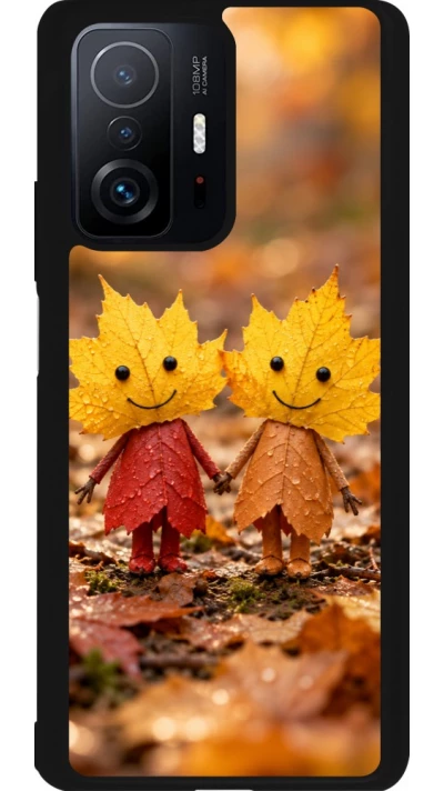 Coque Xiaomi 11T - Silicone rigide noir Autumn 26 Couple of leaves