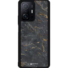 Coque Xiaomi 11T - Silicone rigide noir Grey Gold Marble