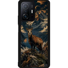 Xiaomi 11T Case Hülle - Silikon schwarz Linocut Gämse