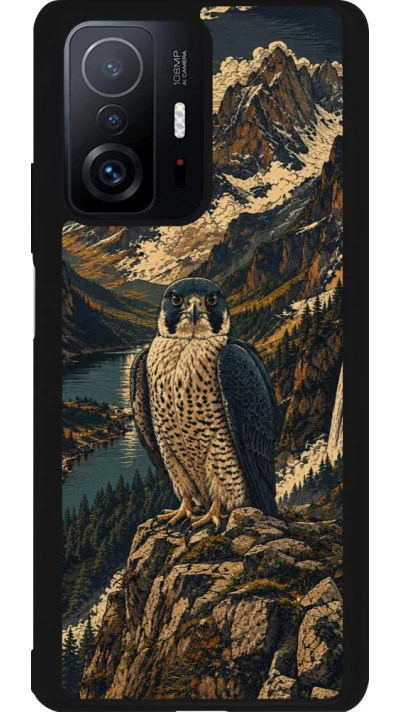 Coque Xiaomi 11T - Silicone rigide noir Linocut Faucun pèlerin