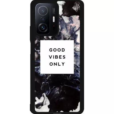 Coque Xiaomi 11T - Silicone rigide noir Marble Good Vibes Only