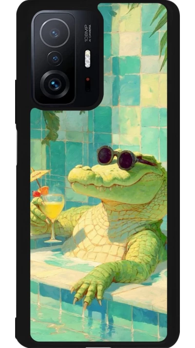 Coque Xiaomi 11T - Silicone rigide noir Crocodile in the swimming pool Summer 2026