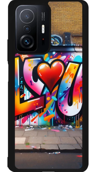 Coque Xiaomi 11T - Silicone rigide noir Valentine 2025 Love U Tag