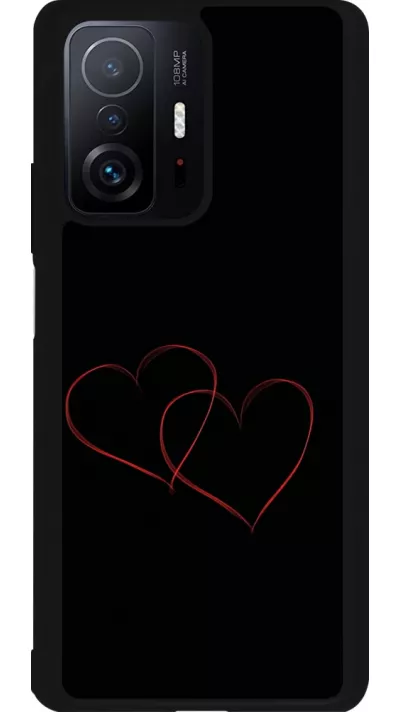 Coque Xiaomi 11T - Silicone rigide noir Valentine 2023 attached heart